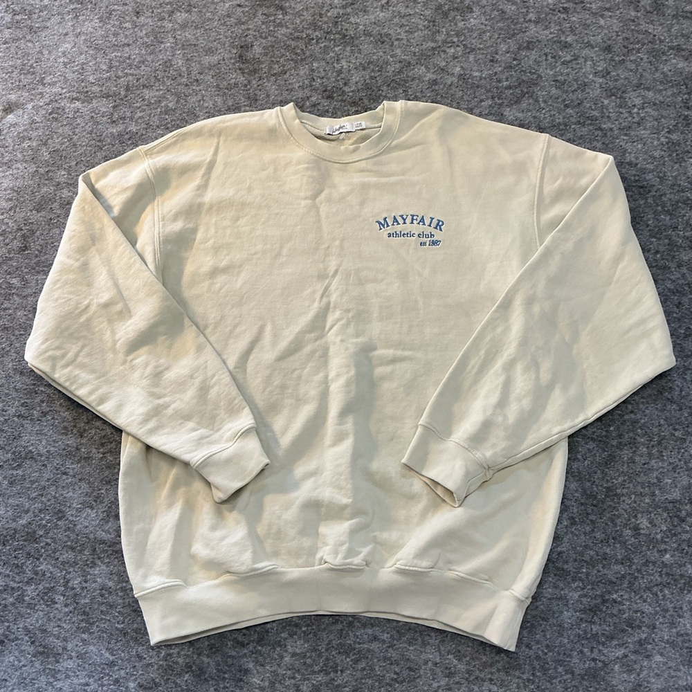 Mayfair The Label Cream Trendy Viral Minimalist Branded Crewneck Sweatshirt OS